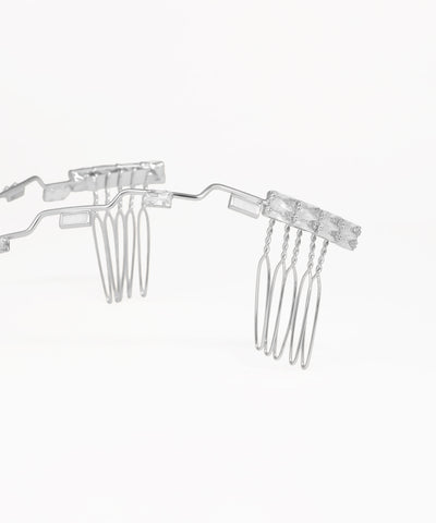 Statement crystal tiara with modern wavy silhouette