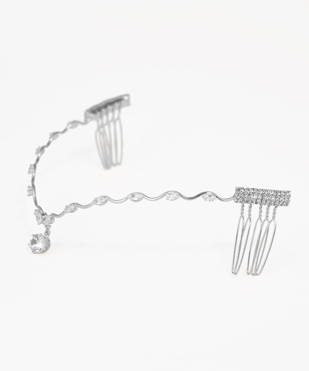 Statement crystal tiara with hanging stone details and elegant curves