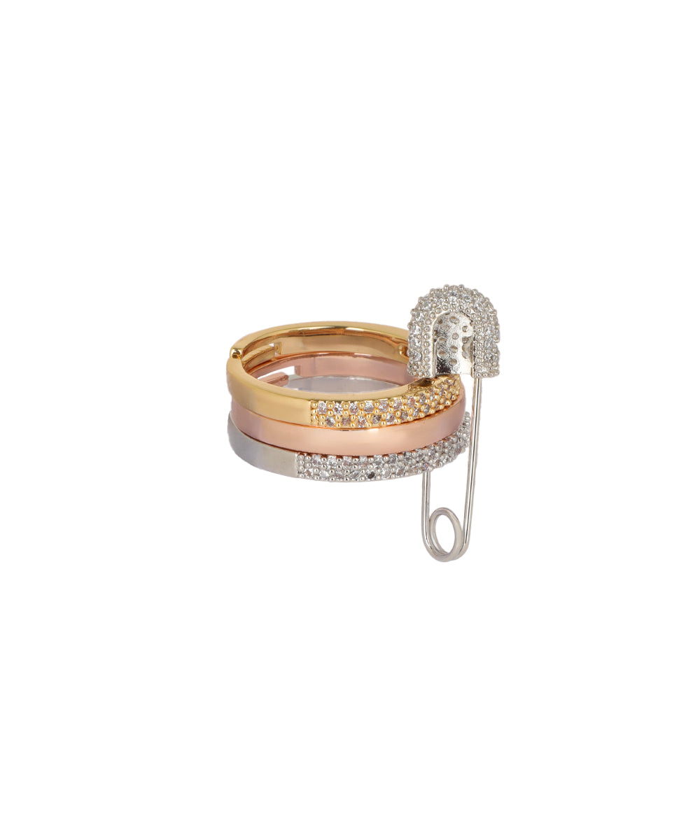 Safety Pin Stack Ring | Stylika