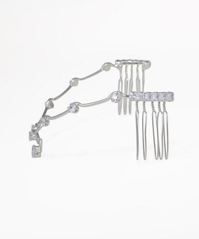 Silver-tone wedding headpiece with shimmering crystal embellishments