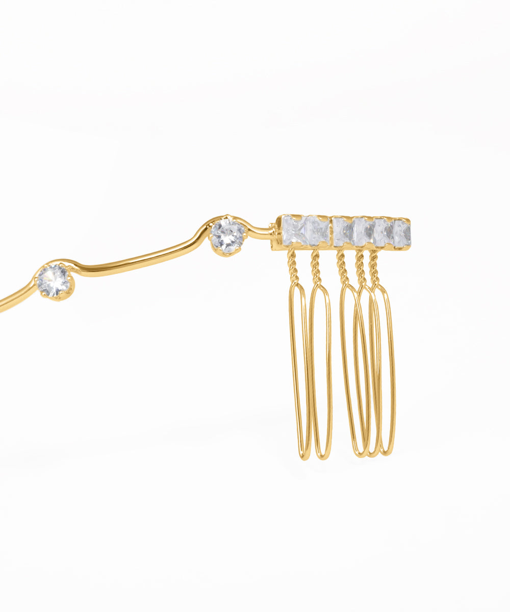 Glam Wavy Tiara Headpiece with Shimmering Accents | Stylika