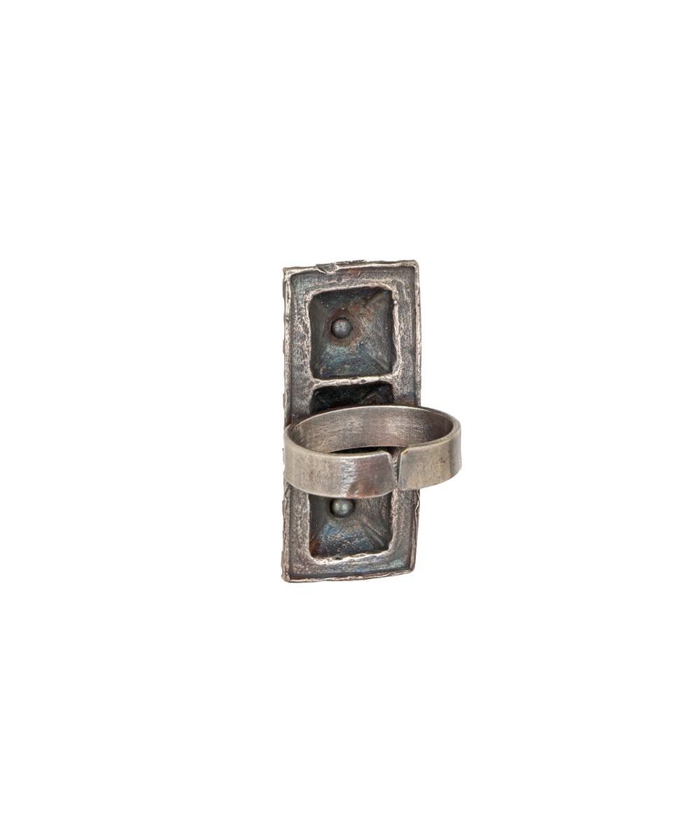 Geometric Pyramid Statement Oxidised Ring | Stylika