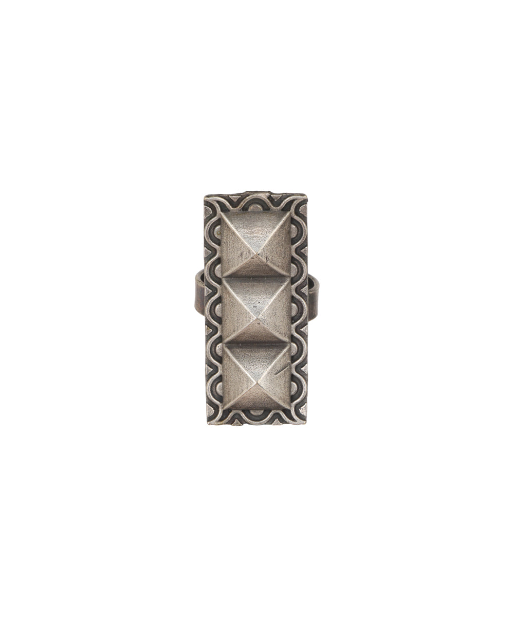 Geometric Pyramid Statement Oxidised Ring | Stylika