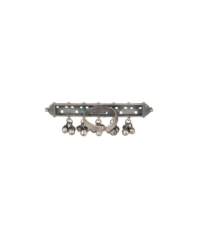 Cylindrical Motif Dangler Oxidised Ring | Stylika