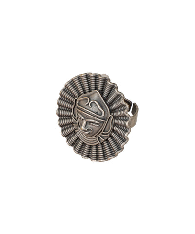 Tribal Mask Motif Oxidised Finger Ring | Stylika