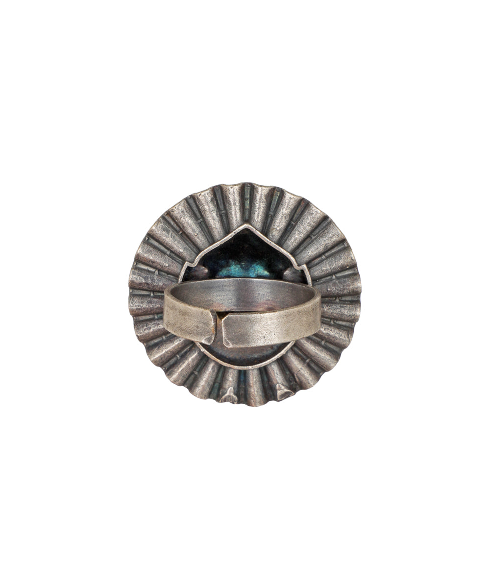 Tribal Mask Motif Oxidised Finger Ring | Stylika