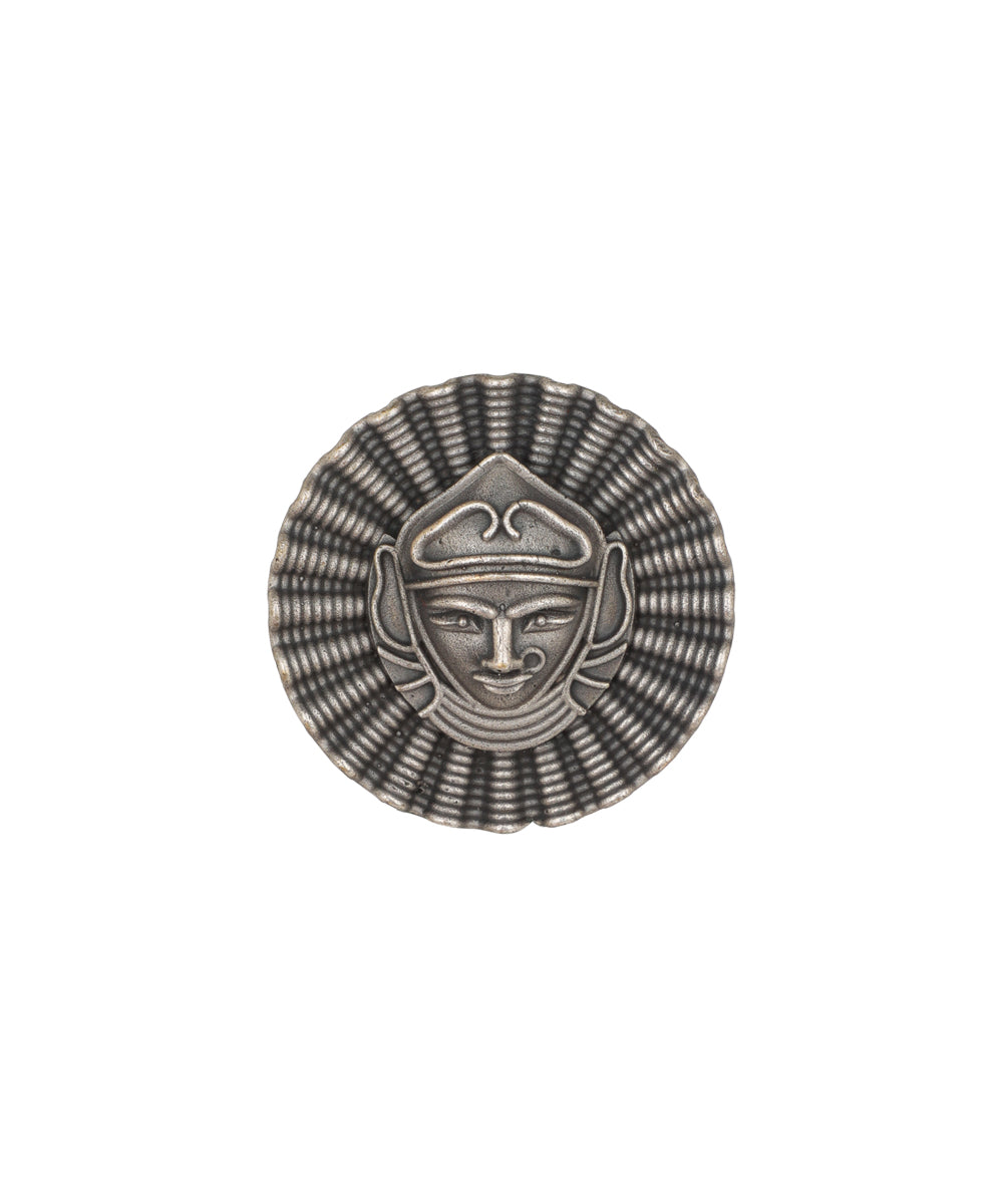 Tribal Mask Motif Oxidised Finger Ring | Stylika