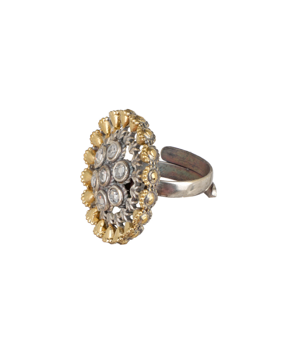Fluted Halo Kundan Ring | Stylika