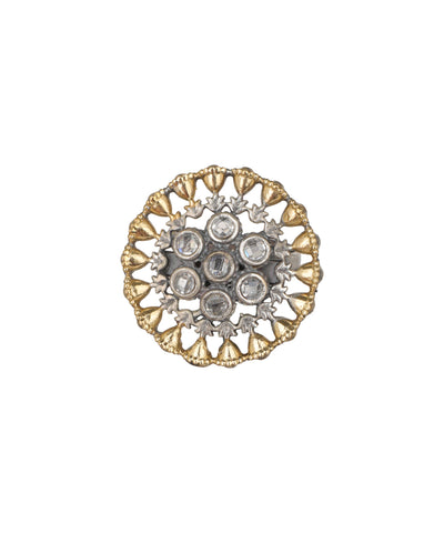 Fluted Halo Kundan Ring | Stylika