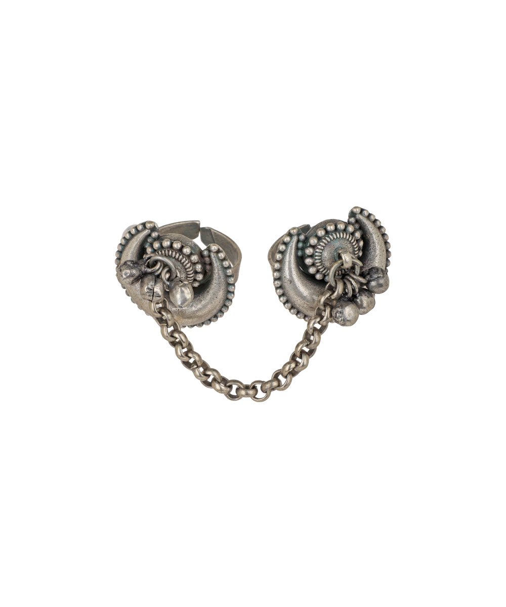 Crescent Ghungroo Chain Double Ring | Stylika