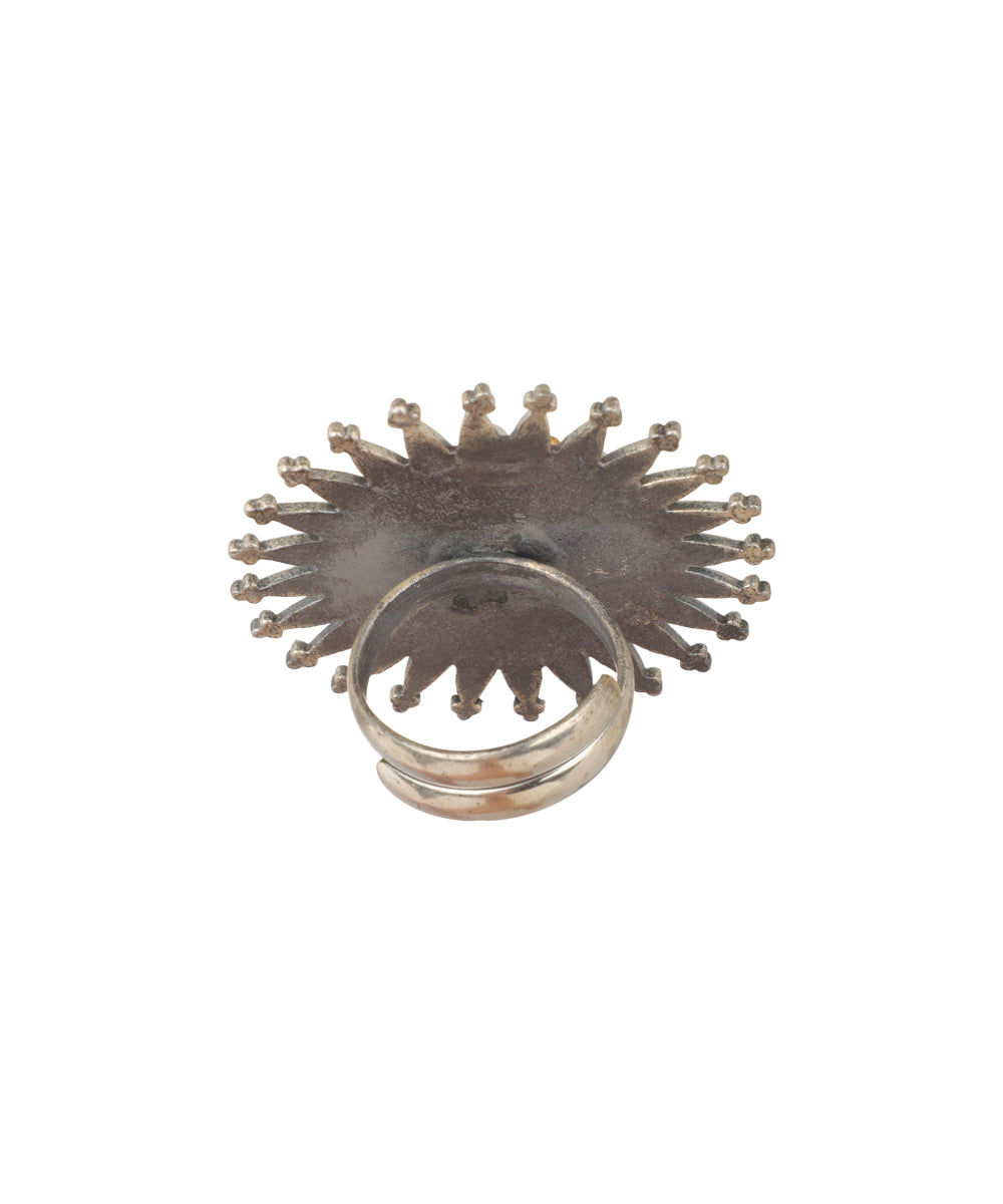 Sunburst Motif Decorative Oxidised Statement Ring | Stylika