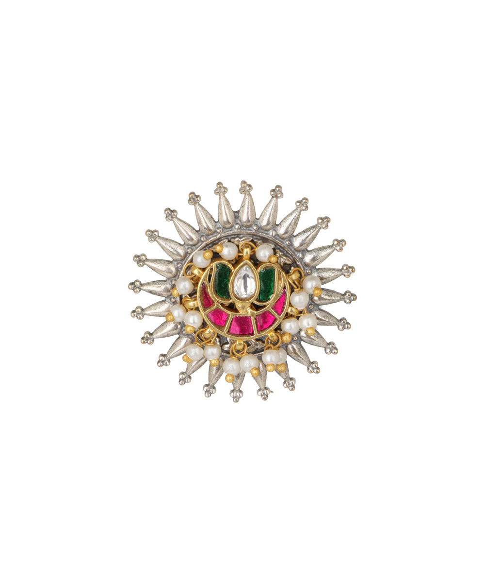 Sunburst Motif Decorative Oxidised Statement Ring | Stylika