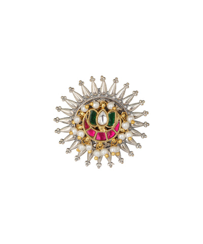 Sunburst Motif Decorative Oxidised Statement Ring | Stylika
