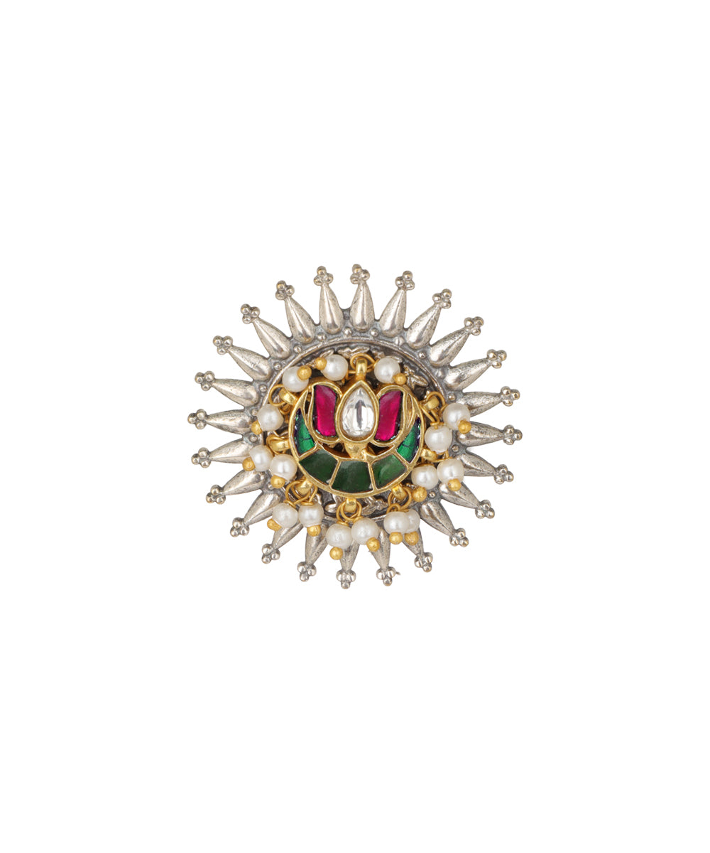 Sunburst Motif Decorative Oxidised Statement Ring | Stylika