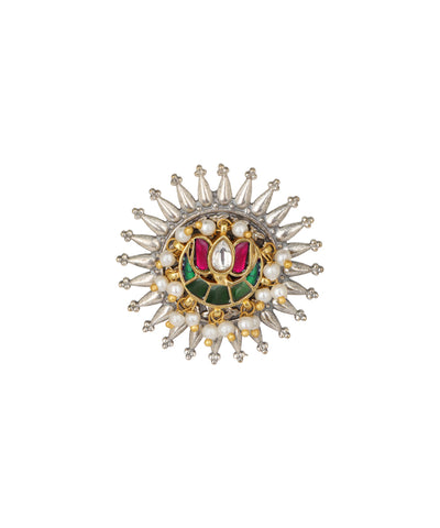 Sunburst Motif Decorative Oxidised Statement Ring | Stylika