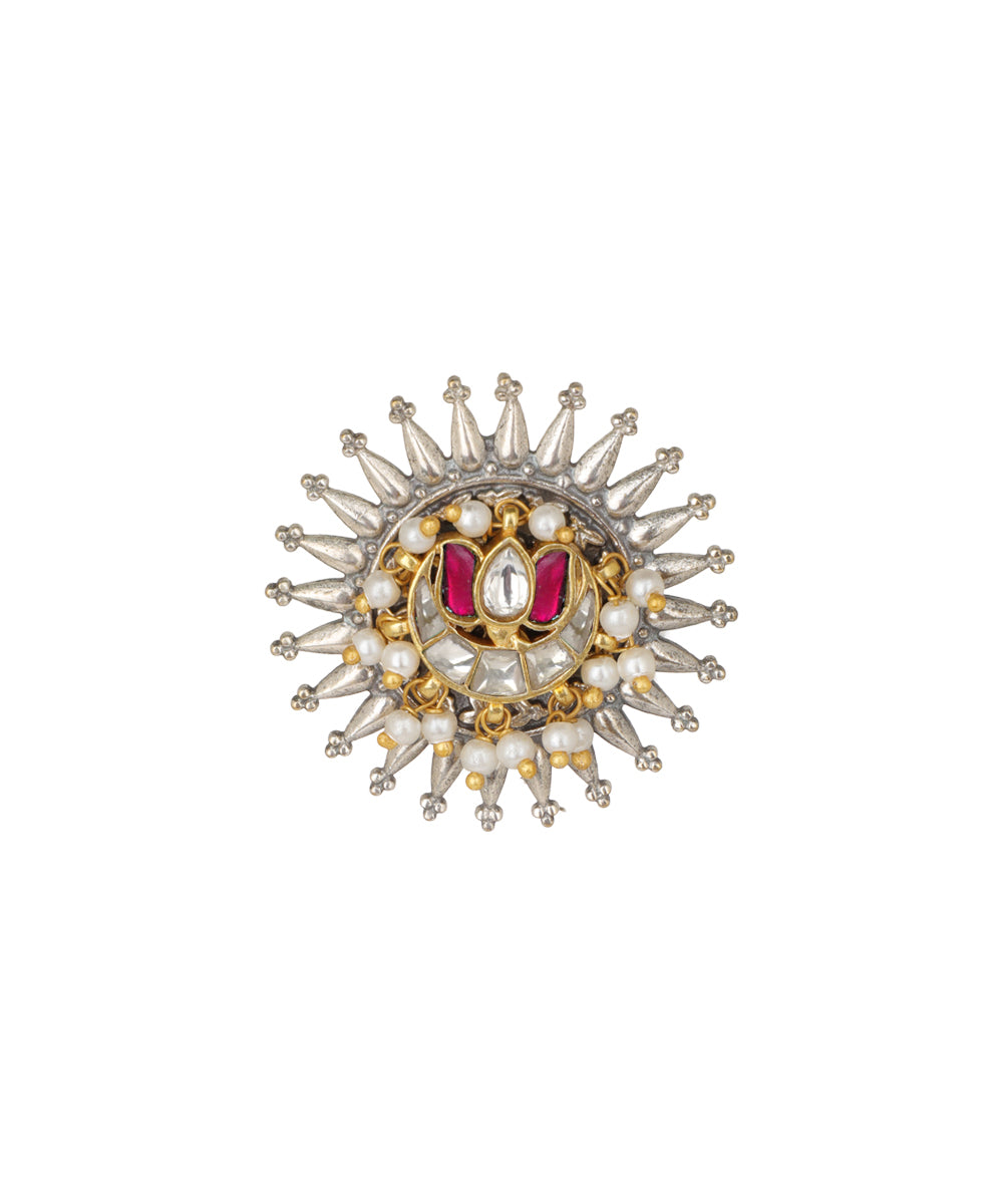 Sunburst Motif Decorative Oxidised Statement Ring | Stylika