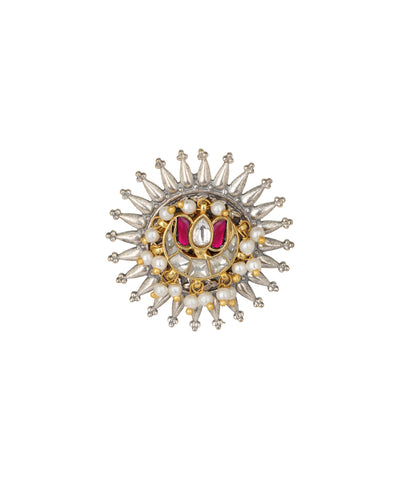 Sunburst Motif Decorative Oxidised Statement Ring | Stylika