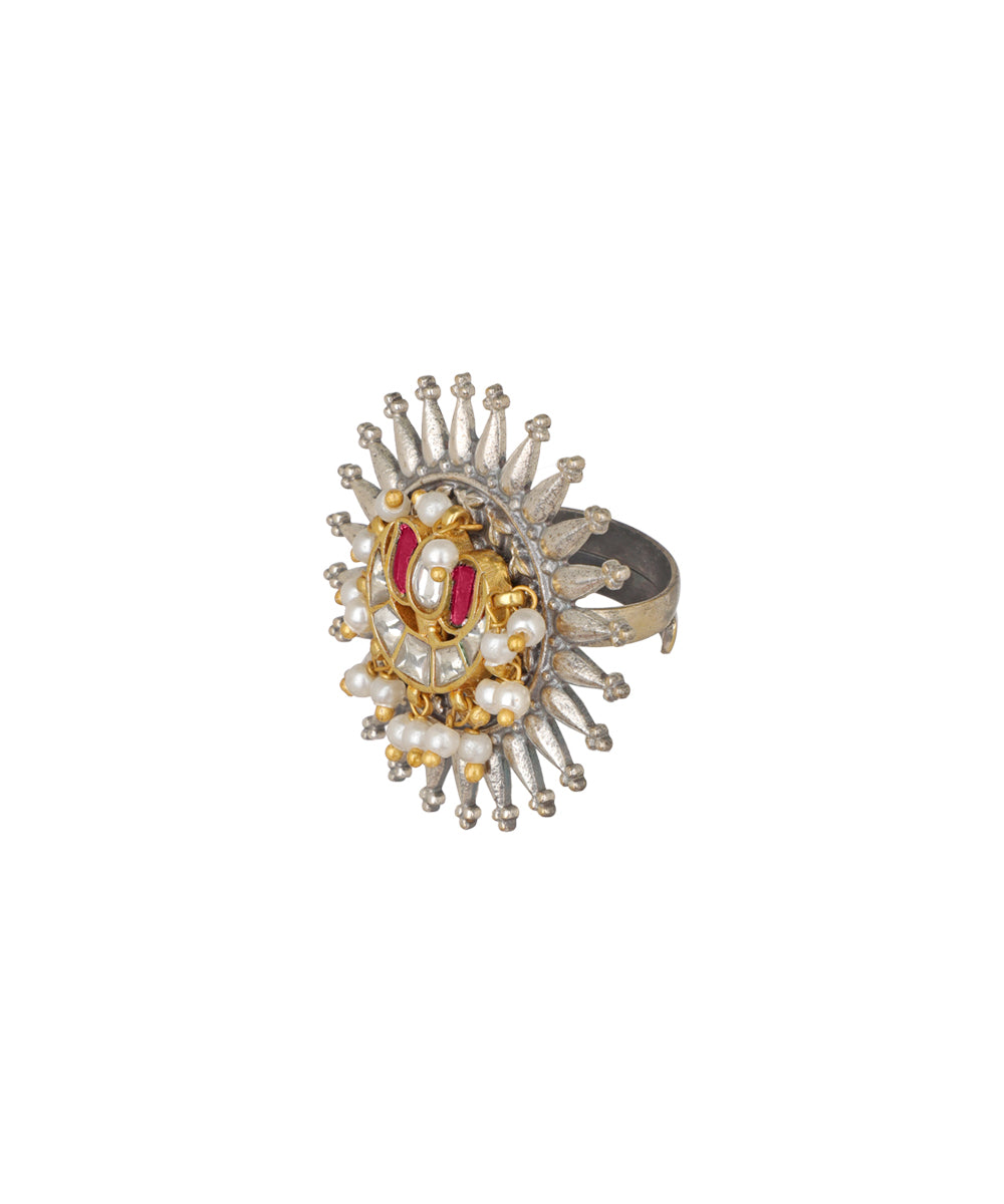Sunburst Motif Decorative Oxidised Statement Ring | Stylika