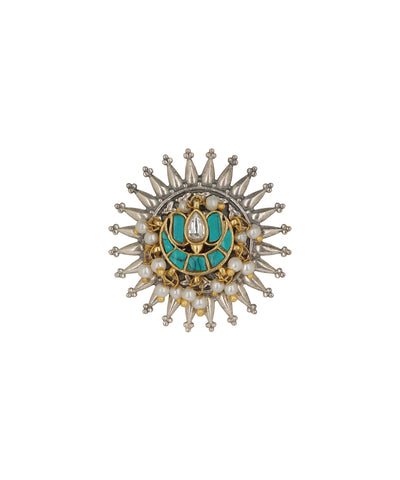 Sunburst Motif Decorative Oxidised Statement Ring | Stylika