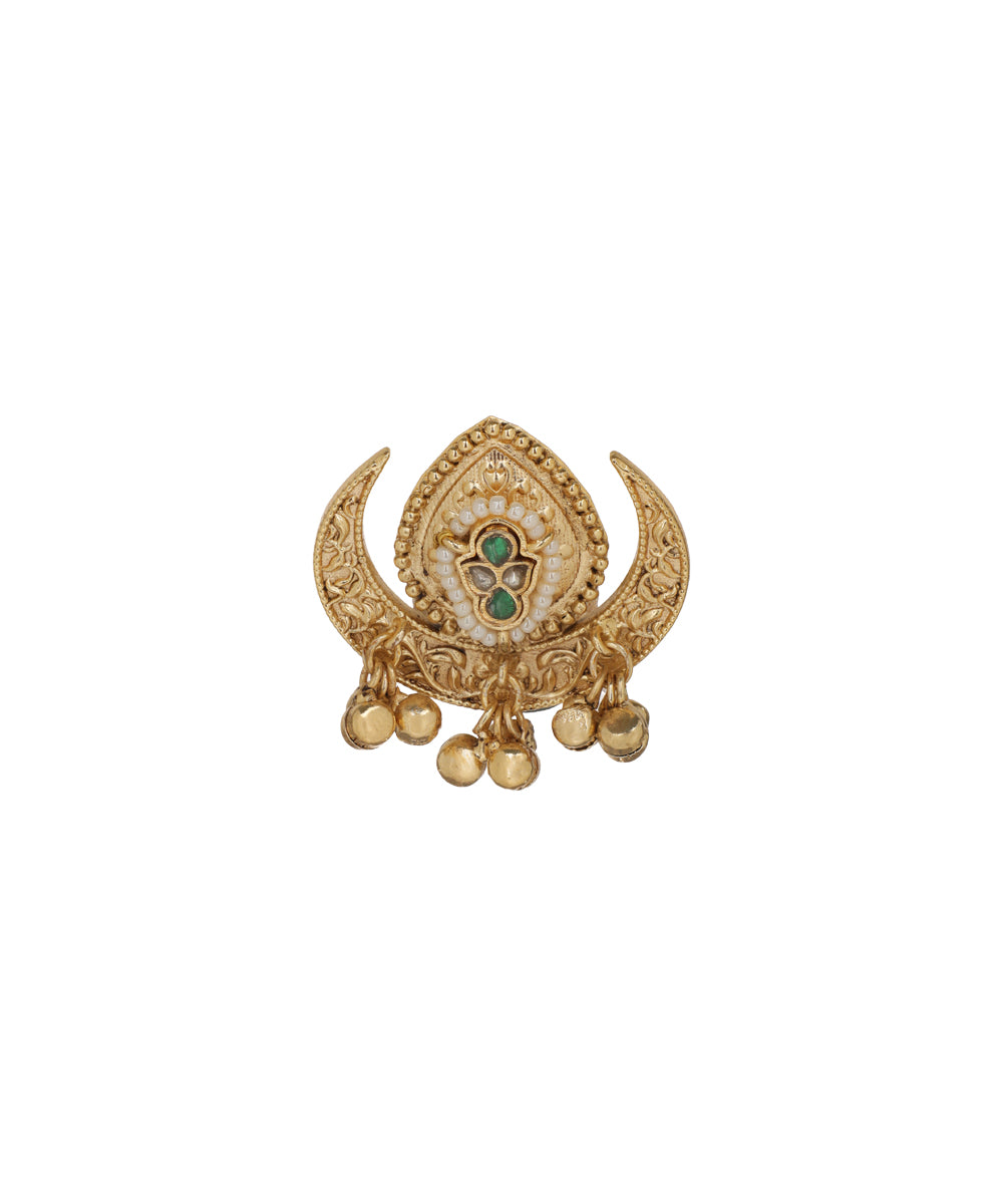 Crescent Ghungroo Crest Ring | Stylika