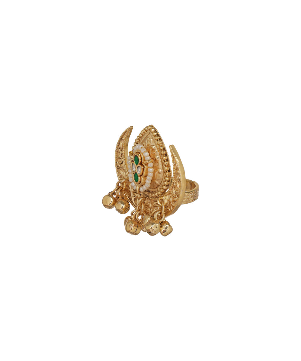 Crescent Ghungroo Crest Ring | Stylika