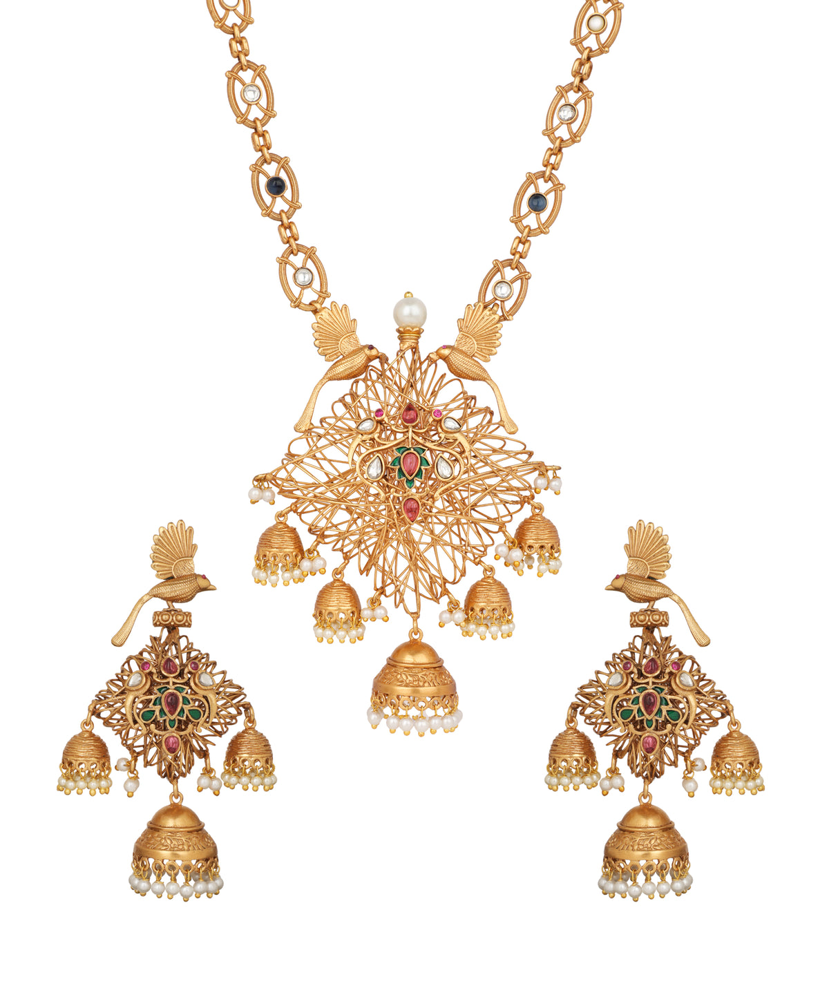 Bird Royal Jaal Jhumka Pendant Necklace | Stylika