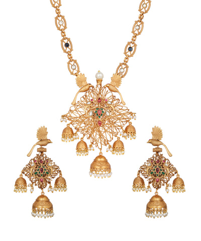Bird Royal Jaal Jhumka Pendant Necklace | Stylika