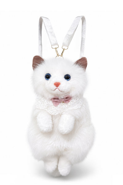 MILO Plush Cat Backpack (White) | Stylika