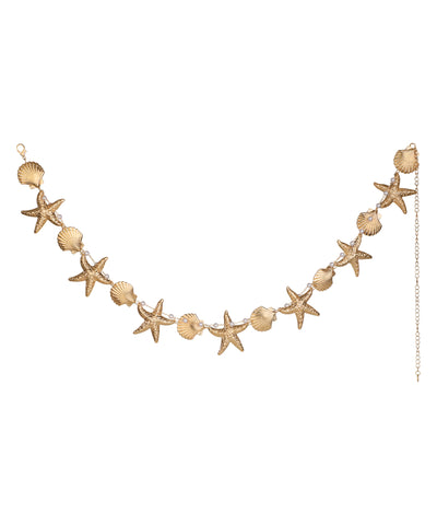 Gold-tone waist chain with starfish and scallop shell charms
