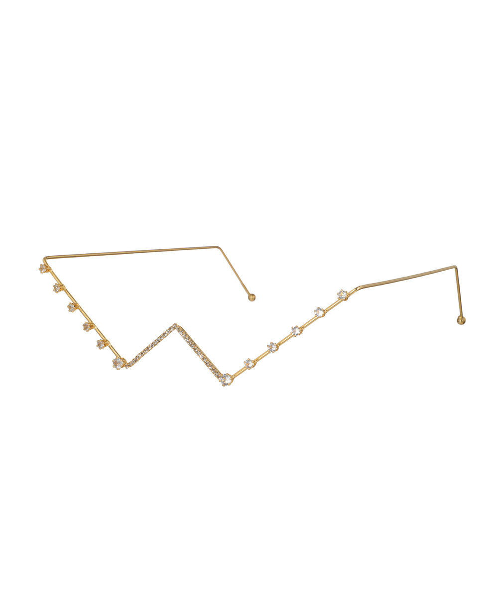Gold-tone facelet with zigzag CZ detail