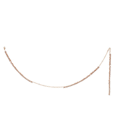 Rose-gold-tone waist chain with delicate multi-strand design and small light-tone beads