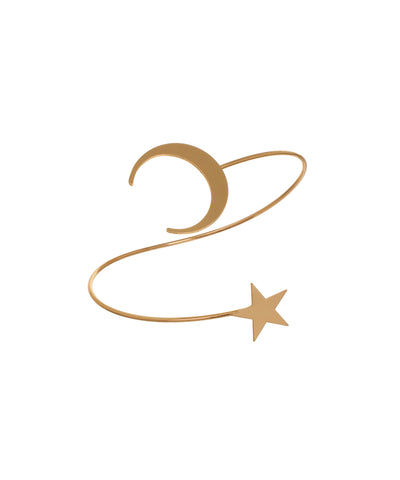 Gold-tone arm cuff with moon and star design