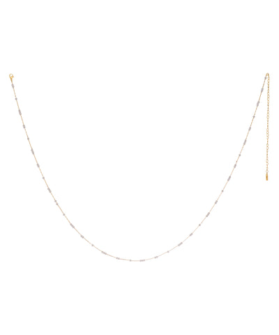 Gold-tone waist chain with delicate faux pearl beads and an adjustable extender chain