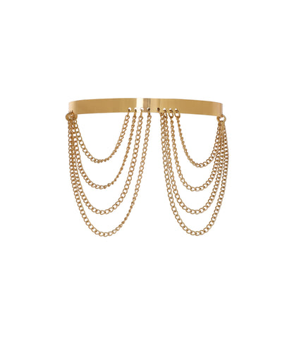 Gold-tone arm cuff with multiple draped chains