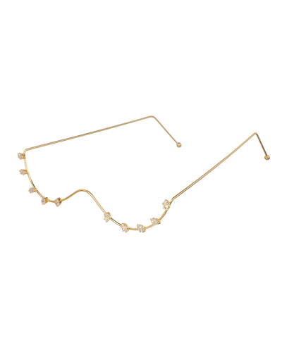Gold-tone facelet with wavy design and clear cubic zirconia stones