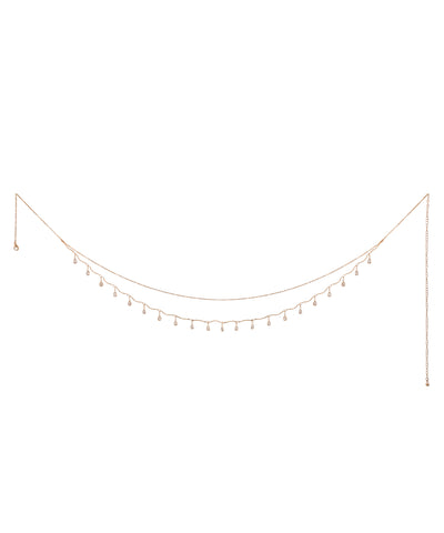 Rose-gold-tone waist chain with two tiers and small CZ drop accents
