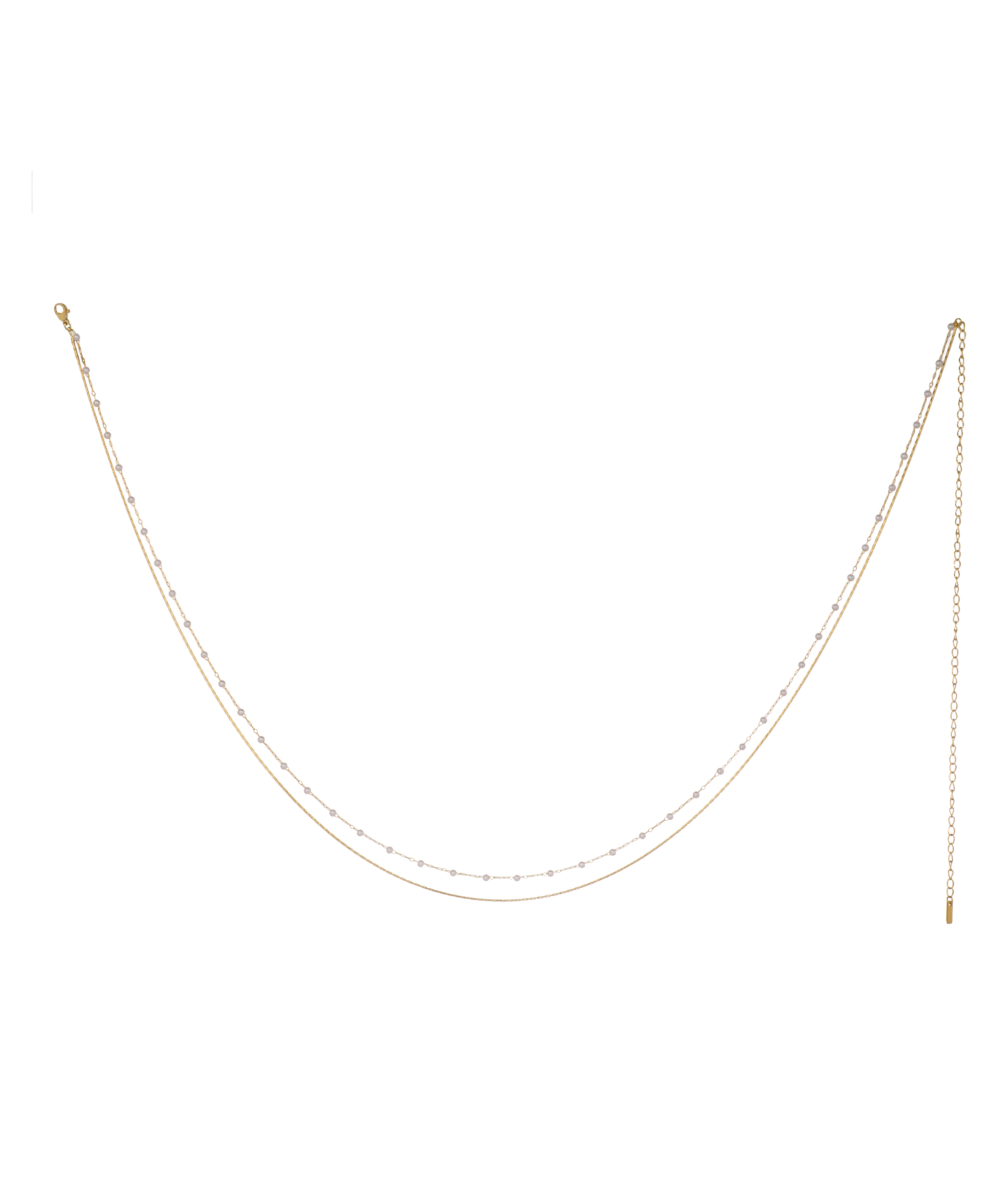 Gold-tone layered waist chain with small clear beaded embellishments