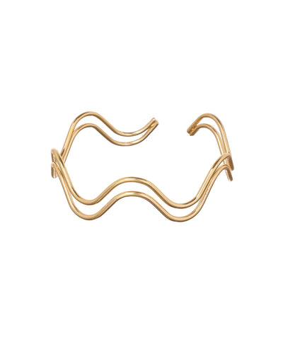Gold-tone arm cuff with abstract wavy double line design