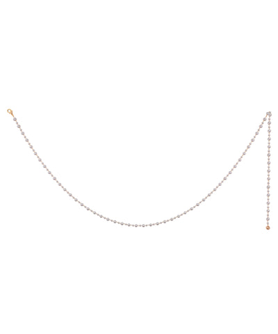 Rose-gold-tone waist chain with small faux pearls and decorative dangle