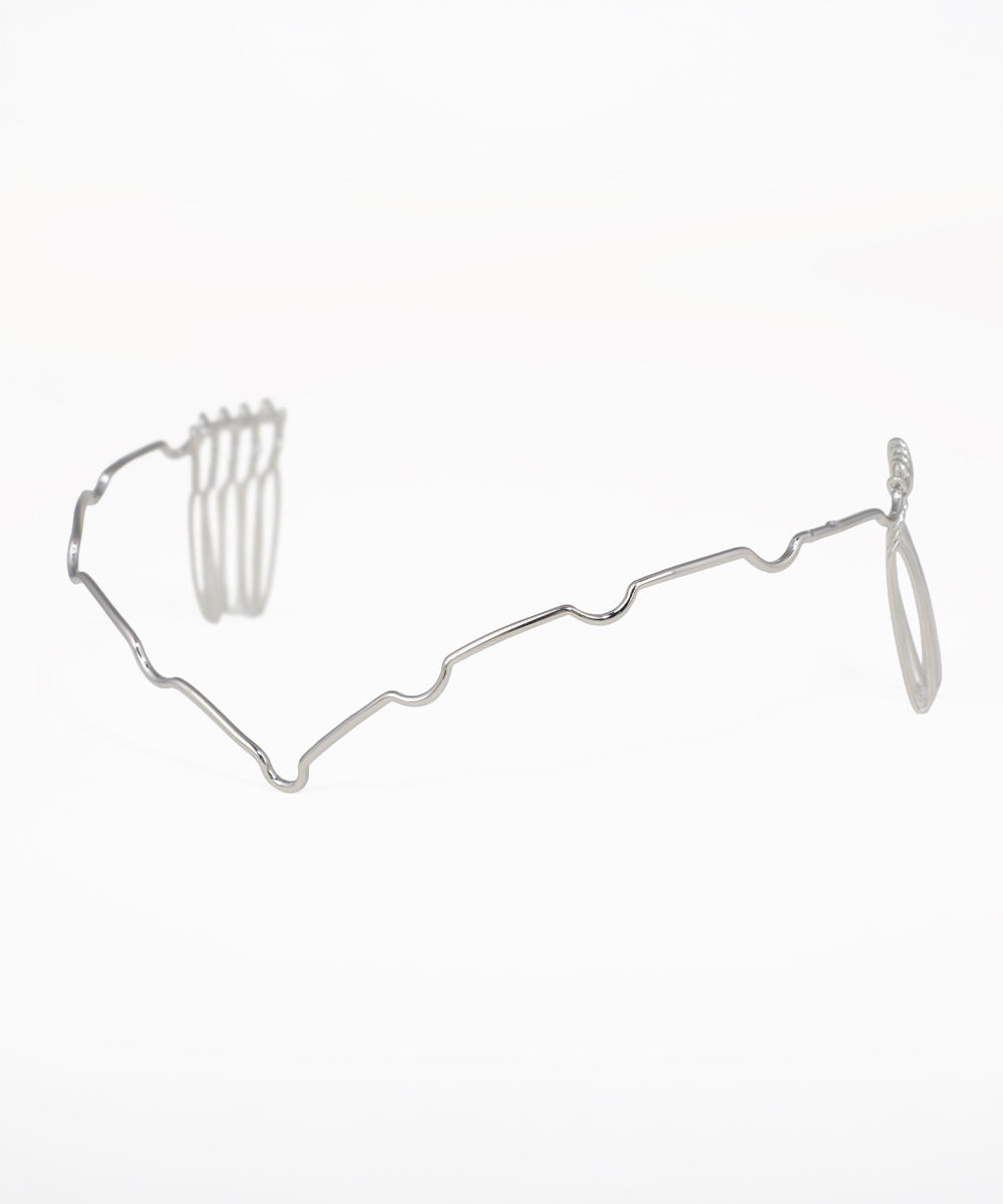 Silver-tone tiara with wavy wire design and integrated hair comb