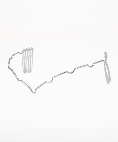 Silver-tone tiara with wavy wire design and integrated hair comb