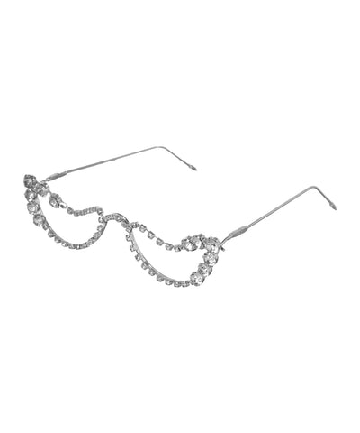 Rhodium finish facelet with scalloped design and clear Cubic Zirconia stones