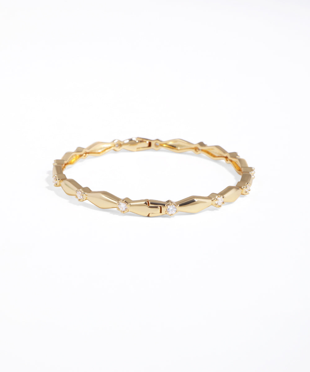 Delicate Geometric Link Bangle Bracelet | Stylika