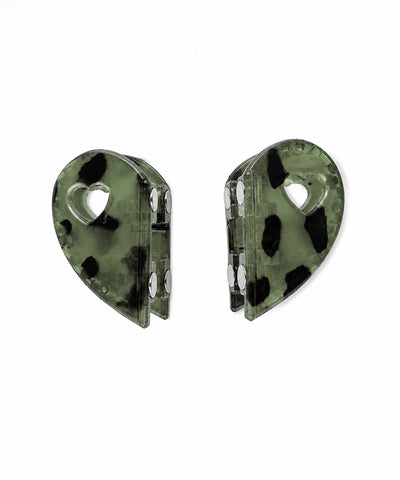 Moss Green Heart Magnetic Hair Clip | Stylika