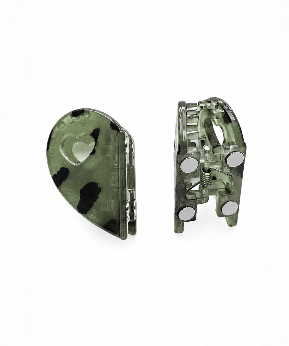 Moss Green Heart Magnetic Hair Clip | Stylika
