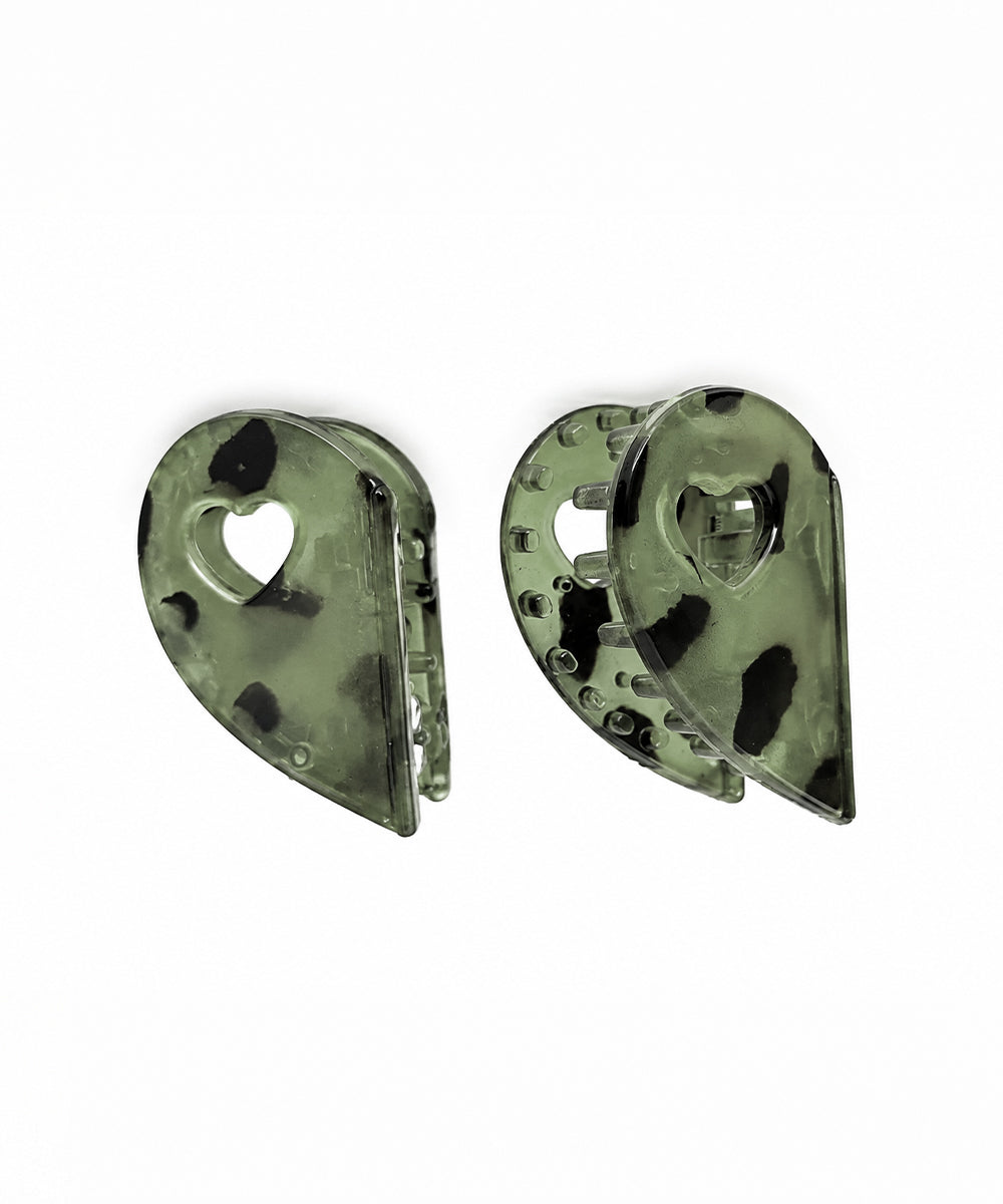 Moss Green Heart Magnetic Hair Clip | Stylika