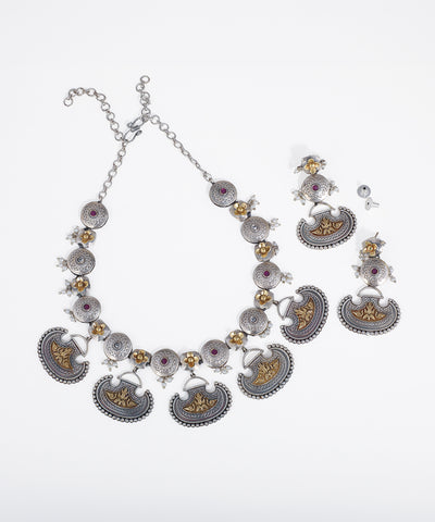 Oxidised Ethnic Necklace with Earrings | Stylika