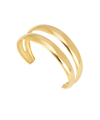 Gold bracelet on a white background