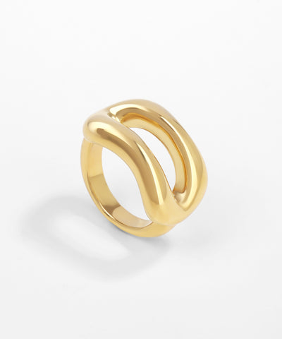 Gold ring on a white background