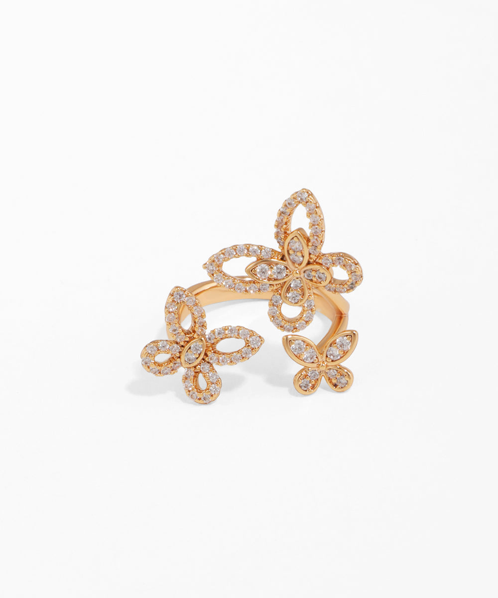 Butterfly Cluster Open Ring with Sparkle Accents | Stylika